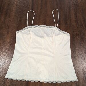 Y2K VTG Givenchy Underdressings Camisole 34 Ivory Sheer Lace 80s Coquette Femme